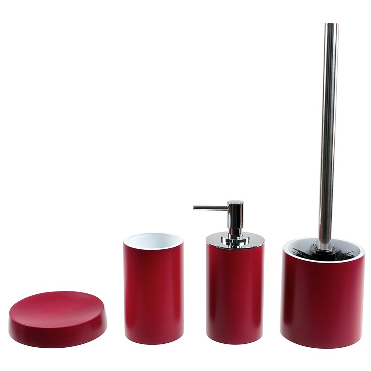 Gedy YU180-53 Free Standing 4 Piece Ruby Red Accessory Set